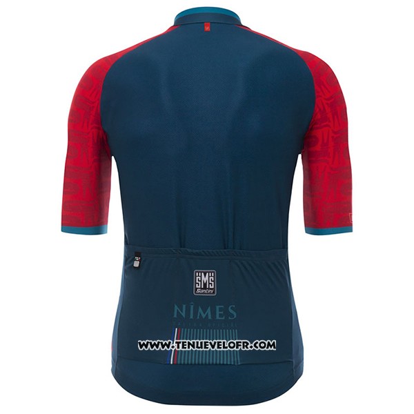 2017 Maillot Ciclismo Nimes Vuelta Espana Bleu et Rouge Manches Courtes et Cuissard